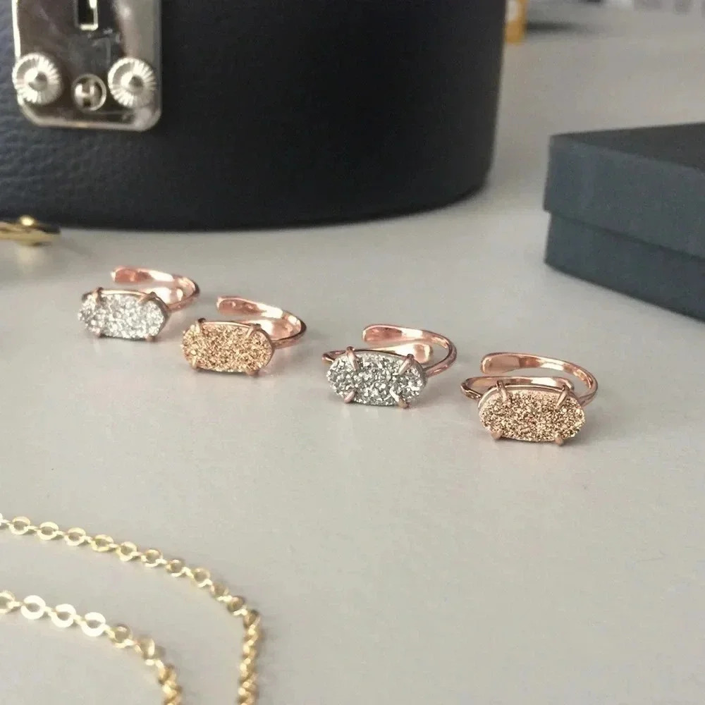 Rose Gold Platinum Druzy Ring - Picture 3 of 4